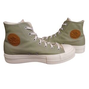 Converse Chuck Taylor All Star Green Leather Platform Sz Men 10 Women 11.5 #1112